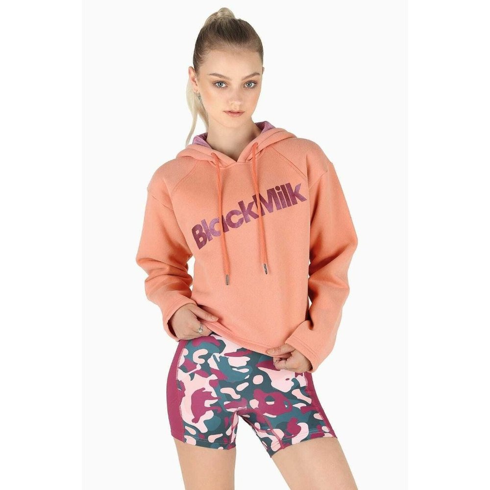 Blackmilk Reppin It coral cropped active fleece hoodie XL